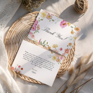 Cartão De Agradecimento Colorful Garden Flowers Bridal Shower 
