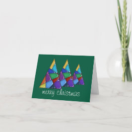 Cartão De Agradecimento Colorful Patchwork Christmas Tree Card