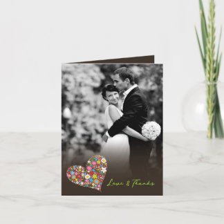 Cartão De Agradecimento Colorful Spring Flowers Heart Whimsical Wedding