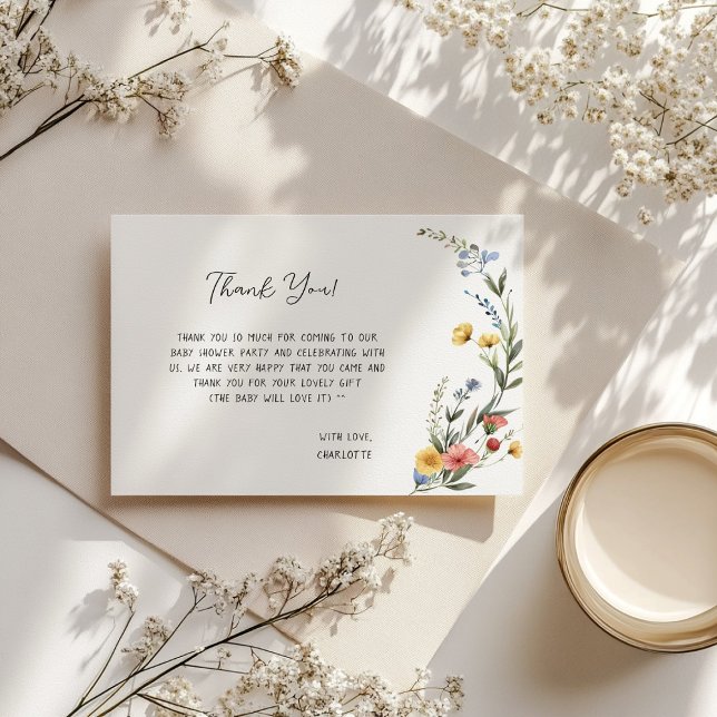 Cartão De Agradecimento Colorida Aquarela Chá de Ninheira Selvagem (Criador carregado)