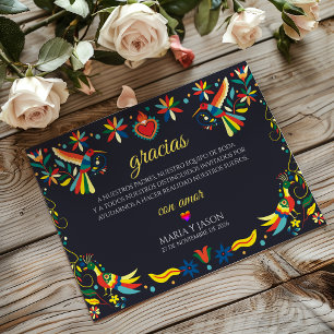 Cartão De Agradecimento Colorida Festa Cinco de Mayo Casamento Espanhol
