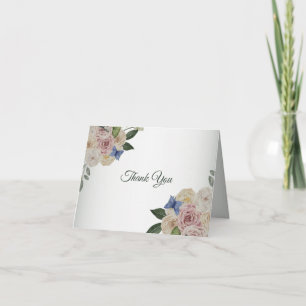 Cartão De Agradecimento Colorida Floral Azul Borboleta Verde Festa de Casa