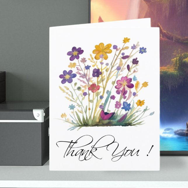 Cartão De Agradecimento Colorida Watercolor - Escuridão (Criador carregado)