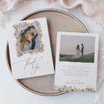Cartão De Agradecimento Colorida Wildflower | Foto plana de prado<br><div class="desc">Este girassol colorido | o cartões de agradecimentos de fotos planas é perfeito para o seu simples casamento de verão no arco-íris. Os florais cor-de-rosa brilhante, encantado, amarelo, laranja e dourado dão a este produto a sensação de um jardim primavera hippie elegante minimalista. A design moderna é a arte e...</div>