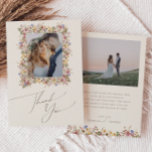 Cartão De Agradecimento Colorida Wildflower | Foto plana de prado<br><div class="desc">Este girassol colorido | o cartões de agradecimentos de fotos planas beige meadow é perfeito para o seu simples casamento de verão no arco-íris. Os florais cor-de-rosa brilhante, encantado, amarelo, laranja e dourado dão a este produto a sensação de um jardim primavera hippie elegante minimalista. A design moderna é a...</div>