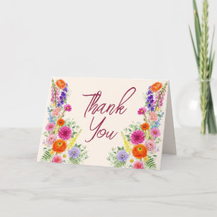 Cartão De Agradecimento Colorido Jardim Caprichoso Flor de Casamento