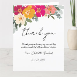 Cartão De Agradecimento Colorir Chá de panela Floral de Verão Obrigado