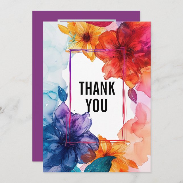 Cartão De Agradecimento Com a foto do Casamento Anemone Dreamscape (Frente/Verso)