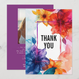 Cartão De Agradecimento Com a foto do Casamento Anemone Dreamscape