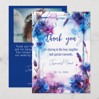 Cartão De Agradecimento 💍 com a fotografia Cornflower e Lavanda Bliss