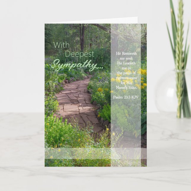 Cartão De Agradecimento Com a mais profunda simpatia Psalm 23:3 KJV 5x7 (Frente)