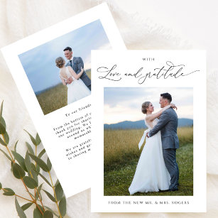 Cartão De Agradecimento Com amor e gratidão, Casamento de Foto Chic