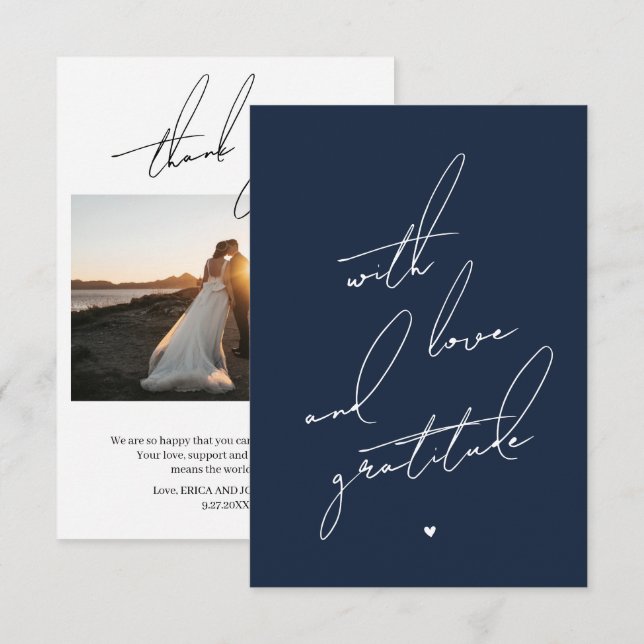 Cartão De Agradecimento Com Amor e Gratidão Mensagem Pré-Impressa (Frente/Verso)