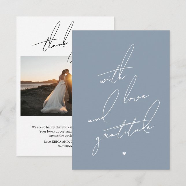 Cartão De Agradecimento Com Amor e Gratidão Mensagem Pré-Impressa (Frente/Verso)