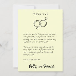 Cartão de Agradecimento com Caligrafia Pastel Crem