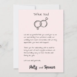 Cartão de Agradecimento com Caligrafia Pastel Tom