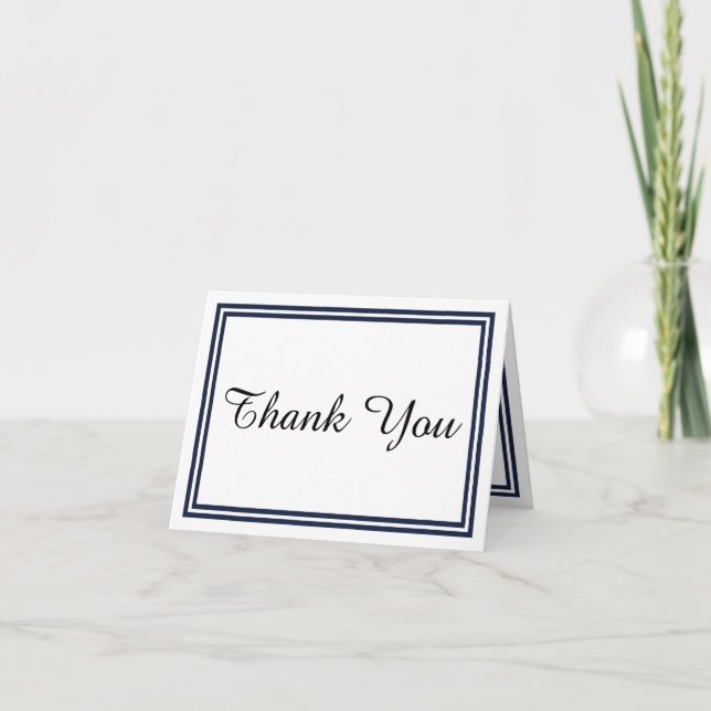 Cartão de Agradecimento com Dupla Tarja Azul-Marin (Frente)