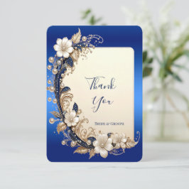 Cartão de Agradecimento com Enfeite Floral Azul Br