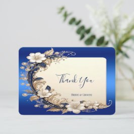 Cartão de Agradecimento com Enfeite Floral Azul Br