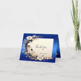 Cartão de Agradecimento com Enfeite Floral Azul Br