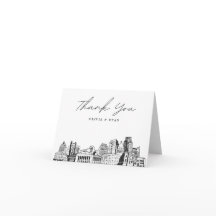 Cartão de agradecimento com esboço da silhueta de 