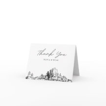 Cartão de agradecimento com esboço do horizonte de