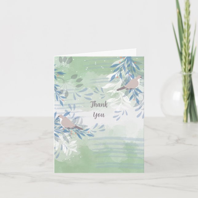 Cartão de Agradecimento com Flores Botânicas Abstr (Frente)