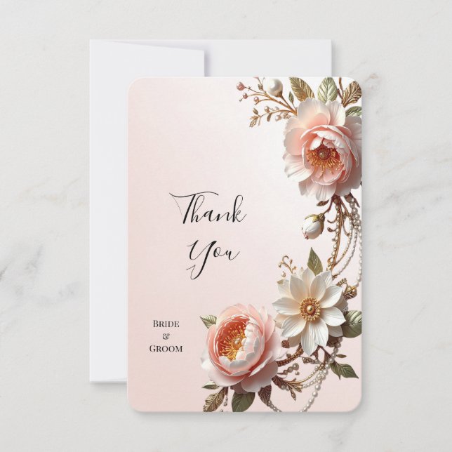 Cartão de Agradecimento com Flores Decorativas Ros (Frente)