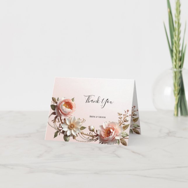 Cartão de Agradecimento com Flores Decorativas Ros (Frente)