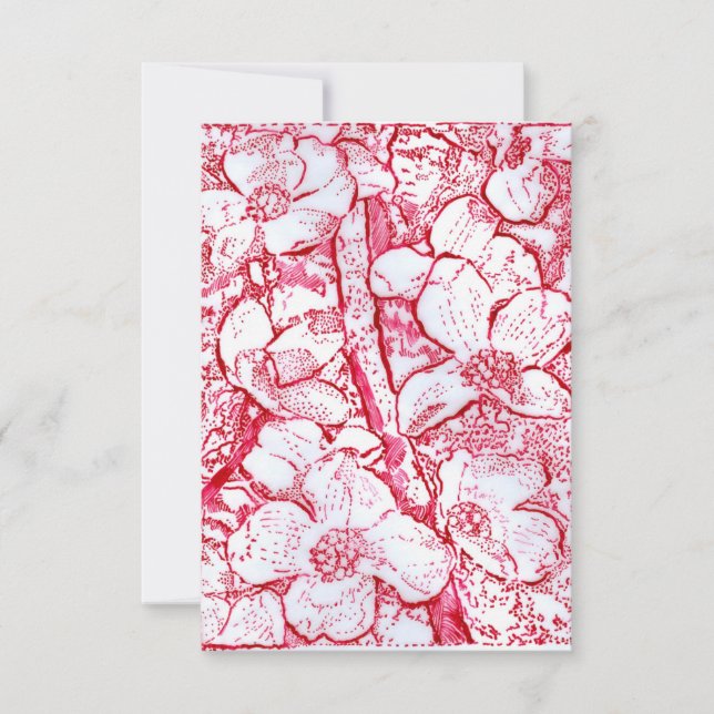 Cartão de Agradecimento com Flores em Vermelho  (Frente)