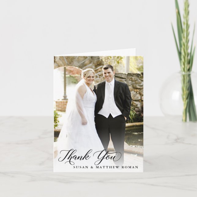 Cartão de Agradecimento com Foto de Casamento com  (Frente)