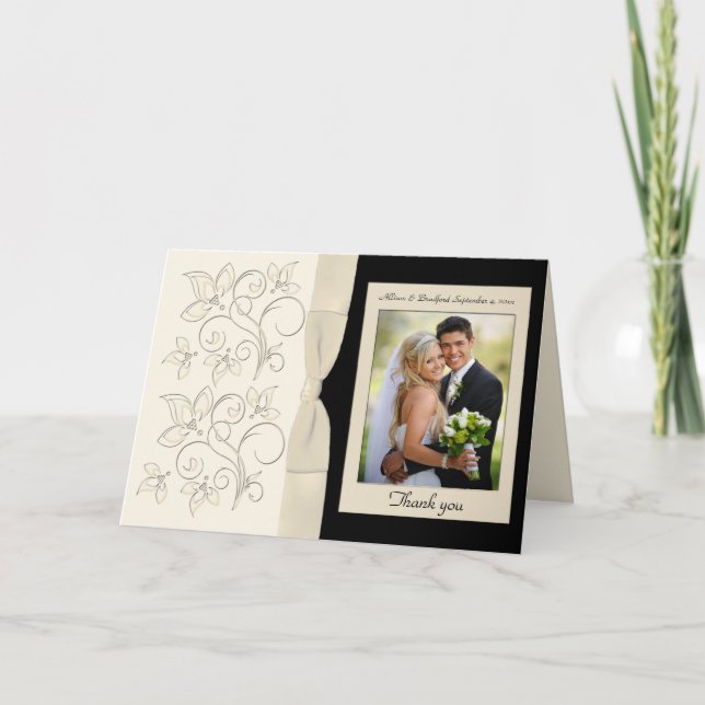 Cartão de Agradecimento com Foto de Flores Marfim  (Frente)