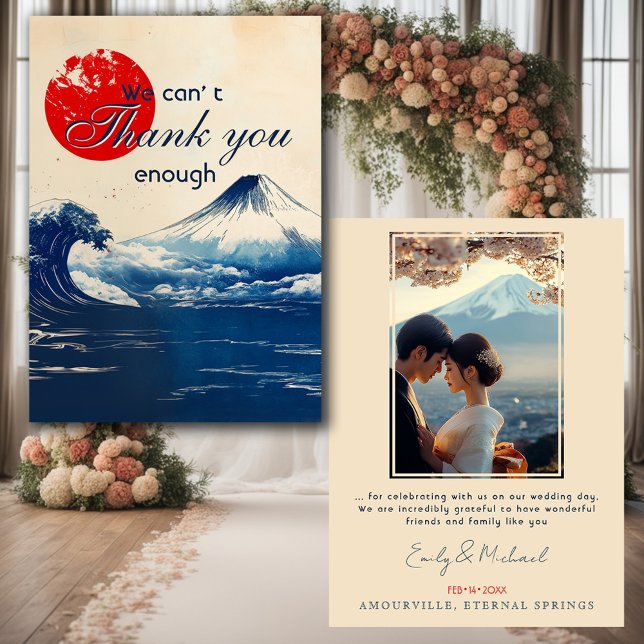 Cartão De Agradecimento Com foto Japonesa Harmonia com Fuji (With photo Japonesque Harmony with Fuji Thank You Card)