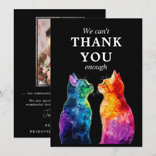 Cartão De Agradecimento Com foto 🌈 Purrfectly Yours: Amor em Arco-Íris