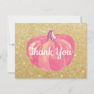 Cartão de Agradecimento com Glitter Dourado e Rosa