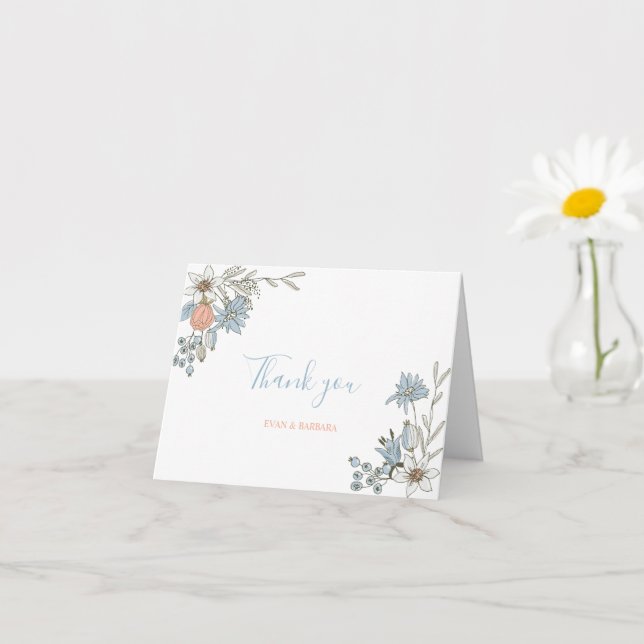 Cartão de agradecimento com ilustração floral Boho (Planta pequena)