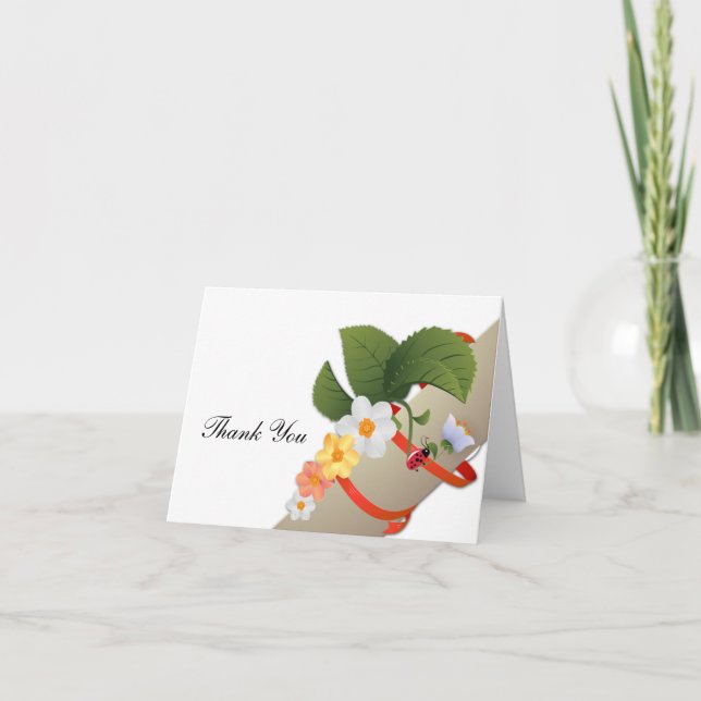 Cartão de agradecimento com margaridas amarelas e  (Frente)