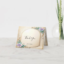 Cartão de Agradecimento com Moldura Floral Decorat