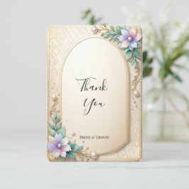 Cartão de Agradecimento com Moldura Floral Decorat