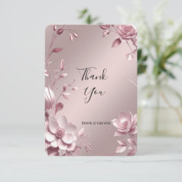 Cartão de Agradecimento com Moldura Floral Rosa De