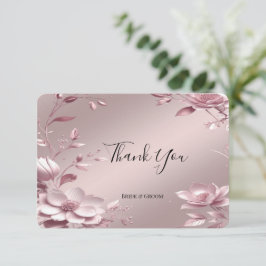 Cartão de Agradecimento com Moldura Floral Rosa De