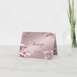 Cartão de Agradecimento com Moldura Floral Rosa De