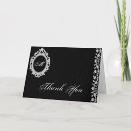 Cartão de agradecimento com monograma em moldura g