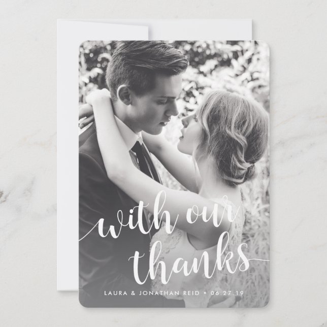 Cartão De Agradecimento Com nossos Obrigados | Foto: Obrigado com mensagem (Frente)