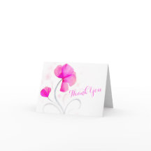 Cartão de agradecimento com pintura de flores cor-