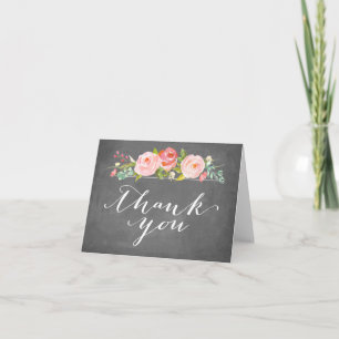 Cartão de agradecimento com quadro-negro floral Ja