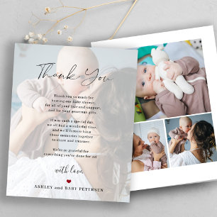 Cartão de agradecimento com script de 4 fotos para