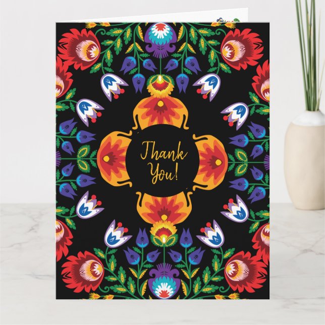 Cartão De Agradecimento Com texto incrível Folk Wycinanki (Frente)