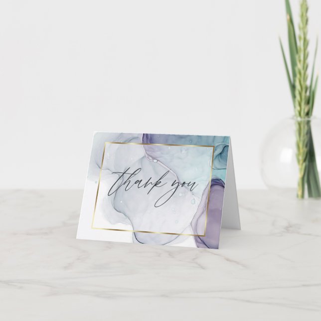 Cartão de Agradecimento com Tinta Alcoólica Abstra (Frente)