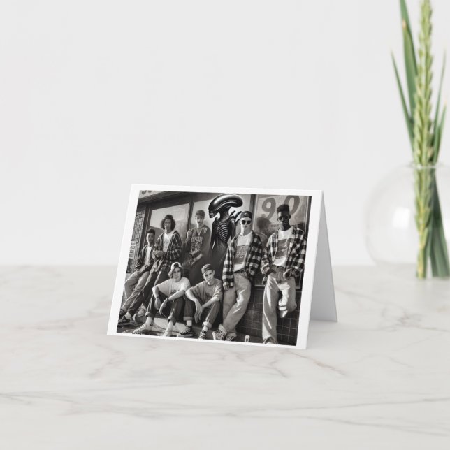 Cartão De Agradecimento com uma alienígena (Frente)